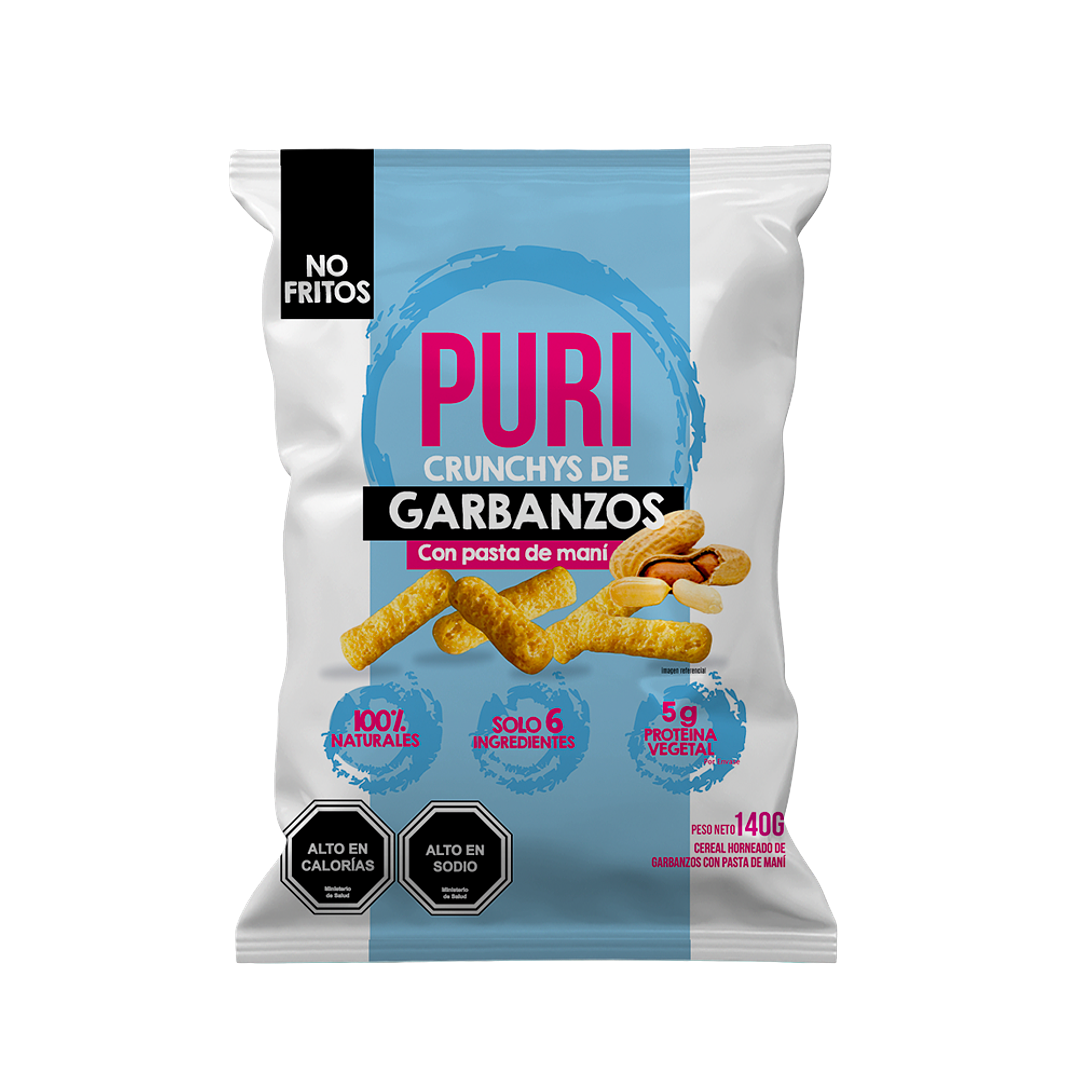 Puri - Crunchy de Garbanzos con pasta de Maní Familiar 140 g 1