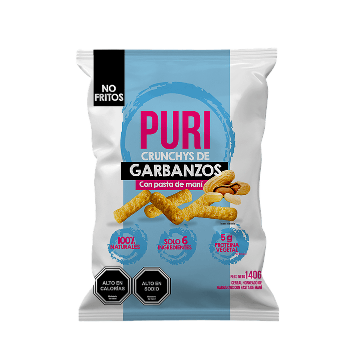 Puri - Crunchy de Garbanzos con pasta de Maní Familiar 140 g 1