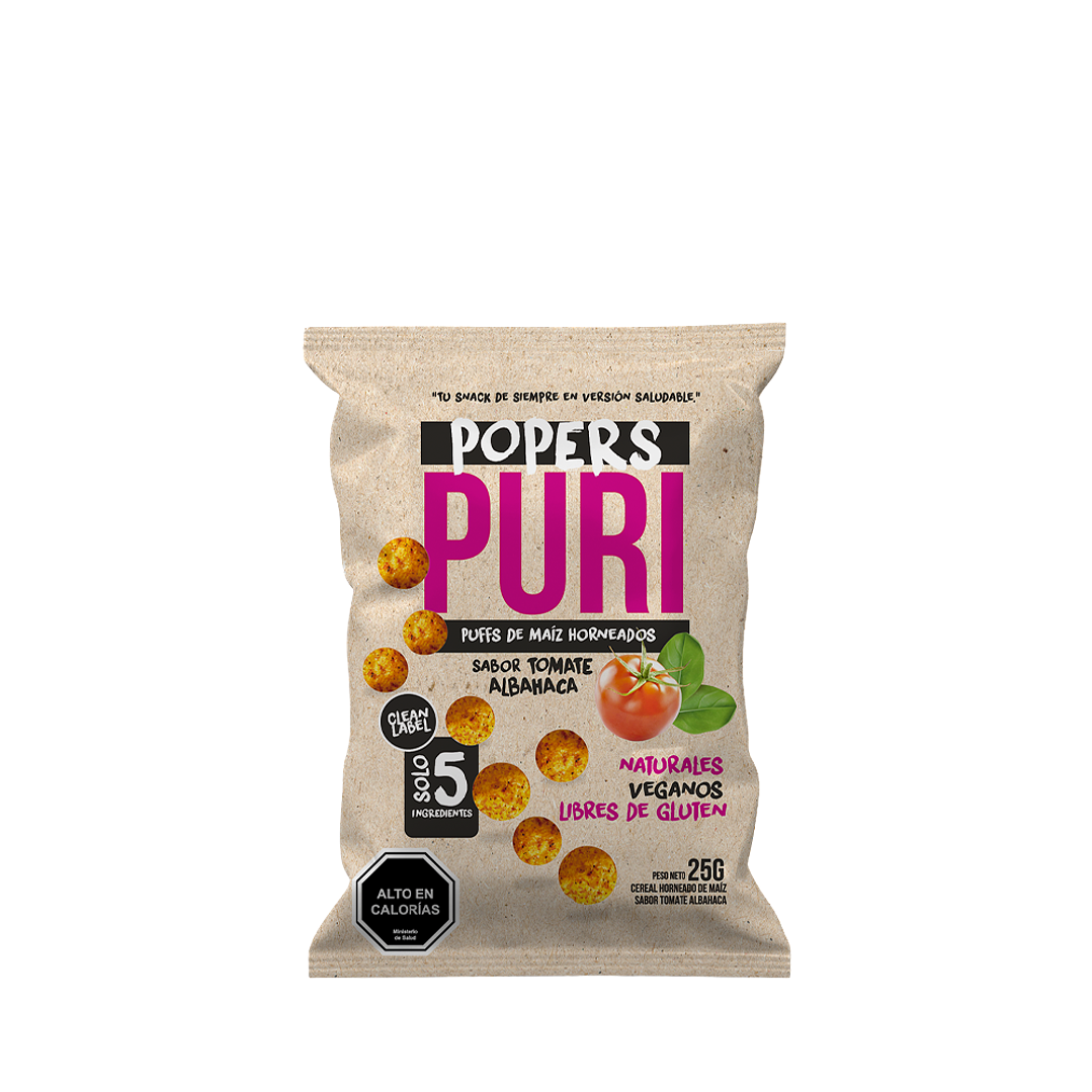 Puri - Popers sabor Tomate Albahaca Individual 25 g 1
