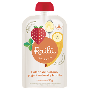 Railú - Puré de plátano, yogurt natural y frutilla 90 g