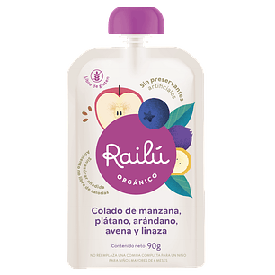 Railú - Puré de manzana, plátano, arándano, avena y linaza 90 g