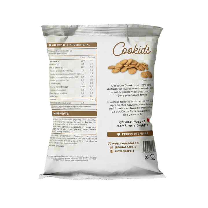 Kuna Foods - Galleta Cookids sabor Original 30 g 2