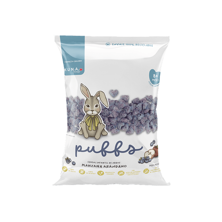 Kuna Foods - Puffs Individual sabor Manzana Arandano 10 g 1