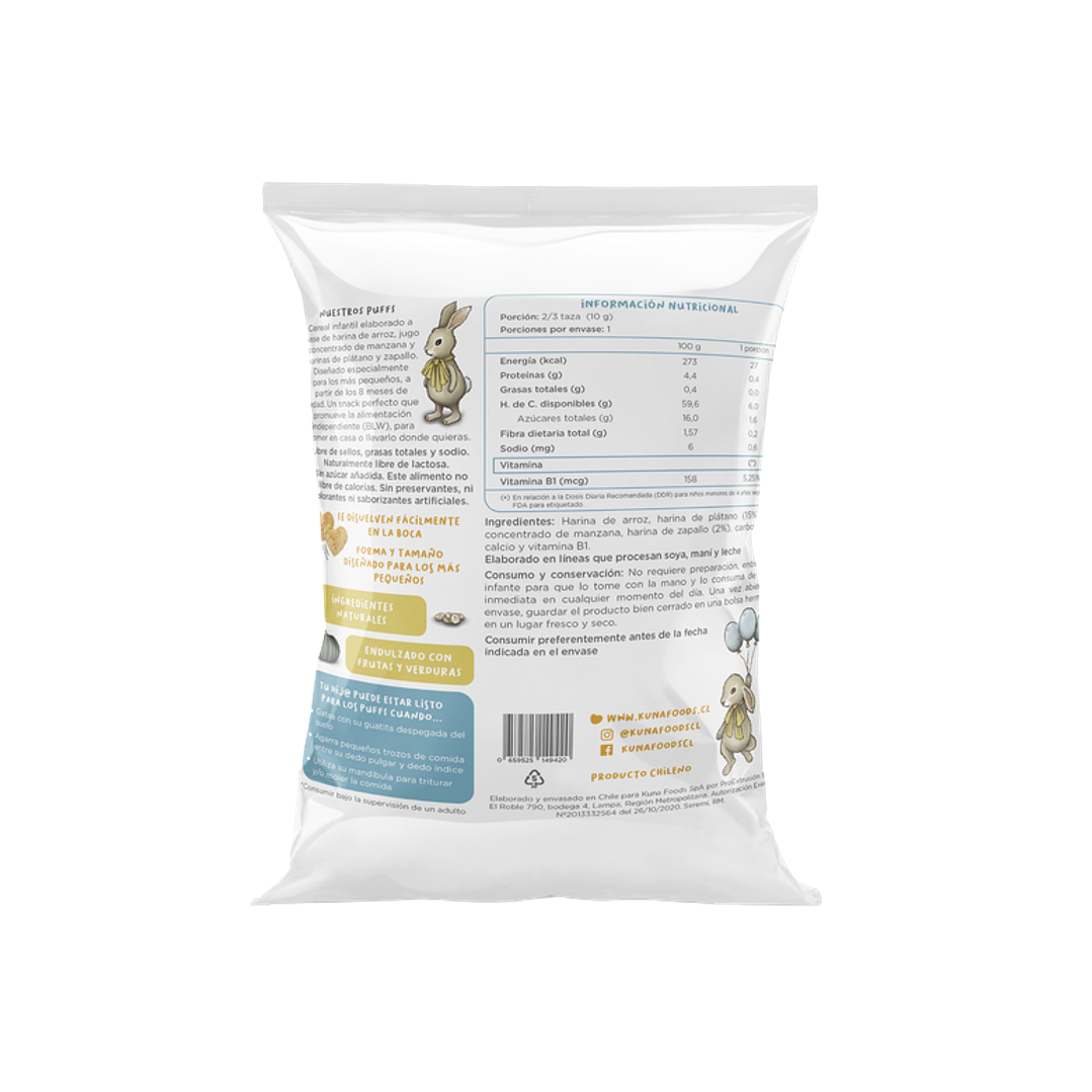 Kuna Foods - Puffs Individual sabor Platano Zapallo 10 g 2