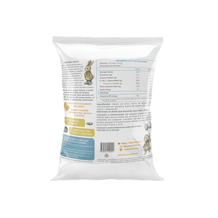 Kuna Foods - Puffs Individual sabor Platano Zapallo 10 g 2