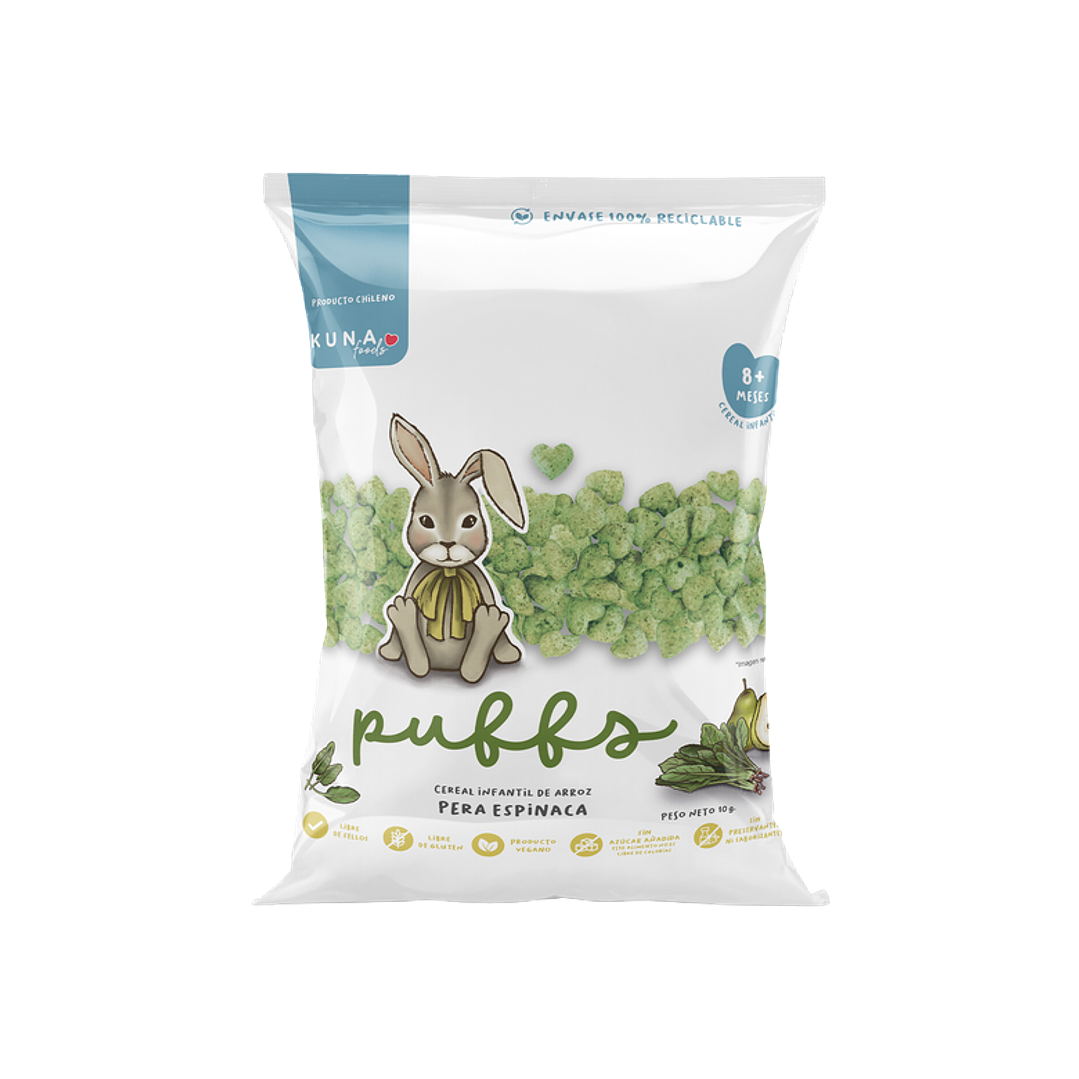Kuna Foods - Puffs Individual sabor Pera Espinaca 10 g 1