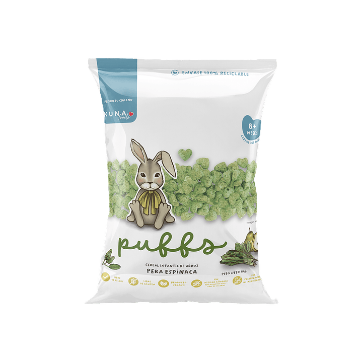 Kuna Foods - Puffs Individual sabor Pera Espinaca 10 g 1
