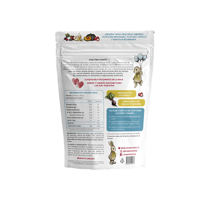 Kuna Foods - Puffs Familiar sabor Frutilla Betarraga 50 g 2