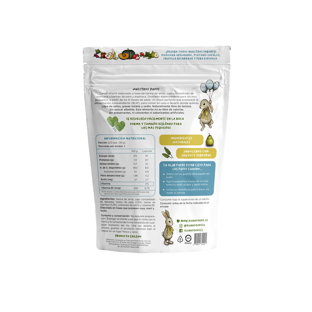 Kuna Foods - Puffs Familiar sabor Pera Espinaca 50 g 2