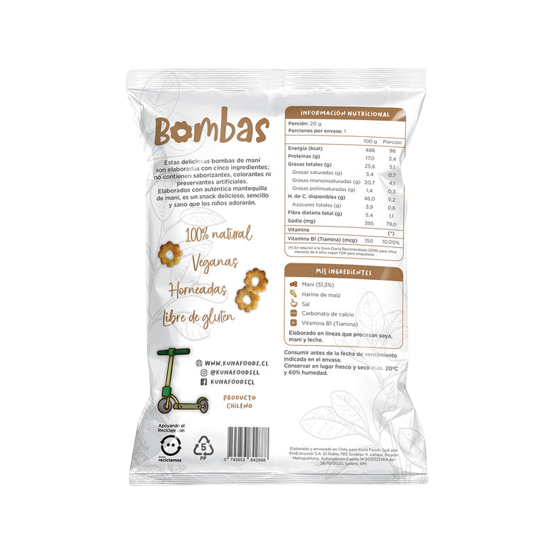 Kuna Foods - Bombas Individual Sabor Maní 20 g 2