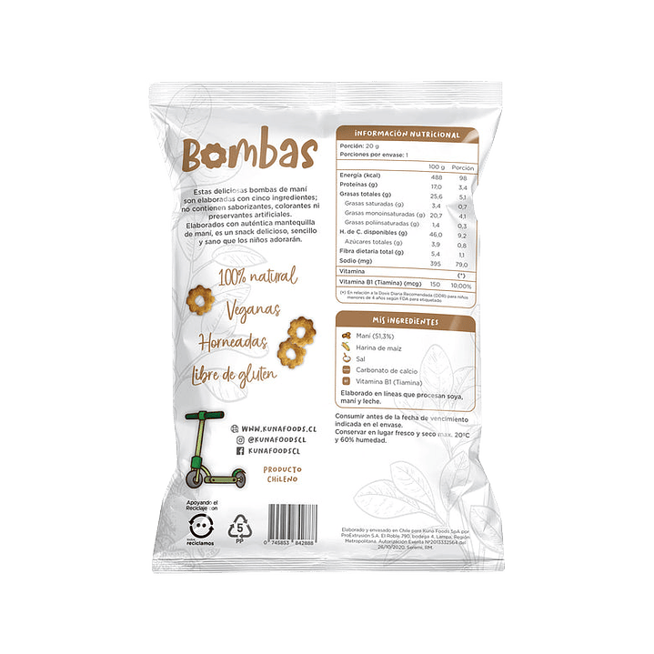 Kuna Foods - Bombas Individual Sabor Maní 20 g 2