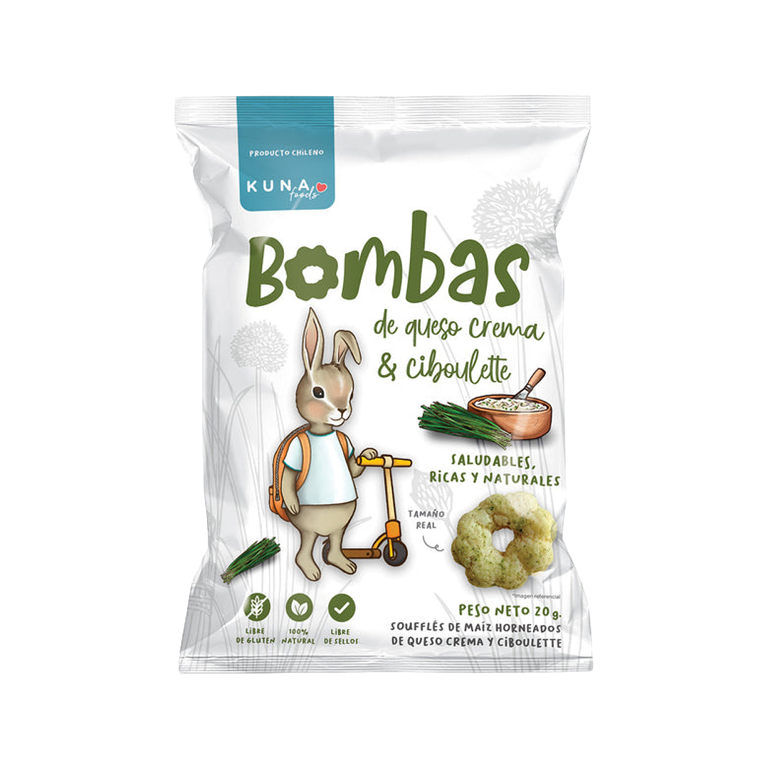Kuna Foods - Bombas Individual Sabor Queso Crema y Ciboulette 20 g 1