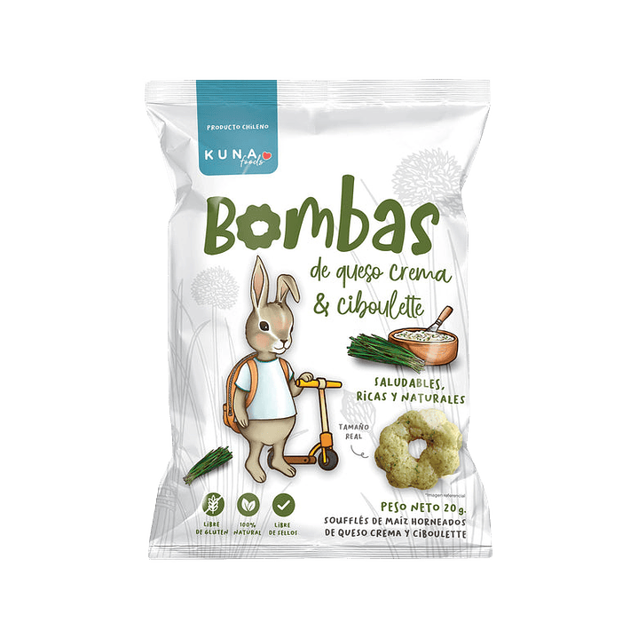 Kuna Foods - Bombas Individual Sabor Queso Crema y Ciboulette 20 g 1