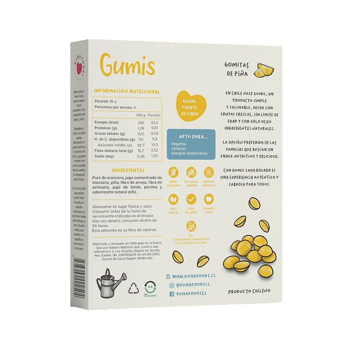 Kuna Foods - Gumis Sabor Piña (4 x 16 g) 2