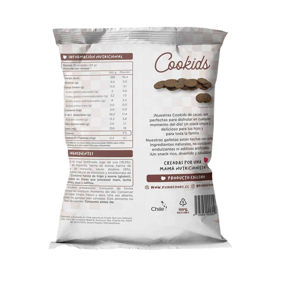 Kuna Foods - Galleta Cookids sabor Cacao 30 g 2
