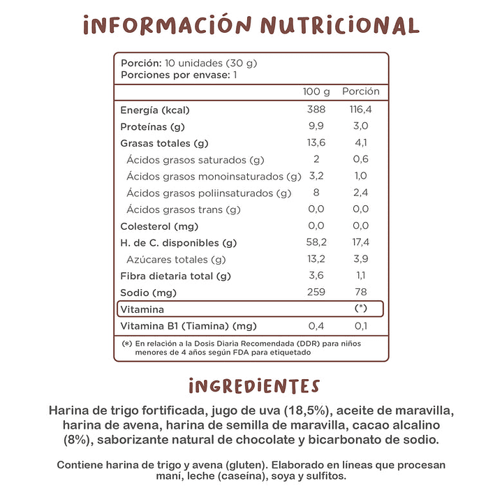 Kuna Foods - Galleta Cookids sabor Cacao 30 g 3