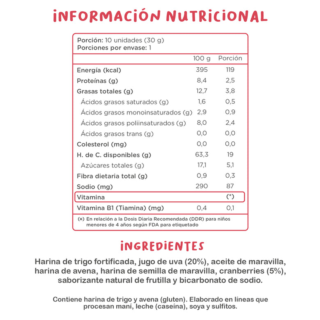 Kuna Foods - Galleta Cookids sabor Frutilla 30 g 3