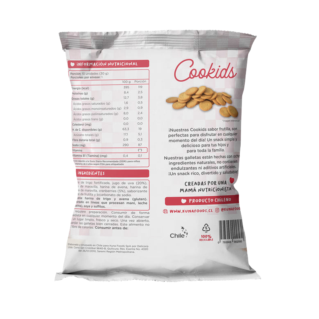Kuna Foods - Galleta Cookids sabor Frutilla 30 g 2