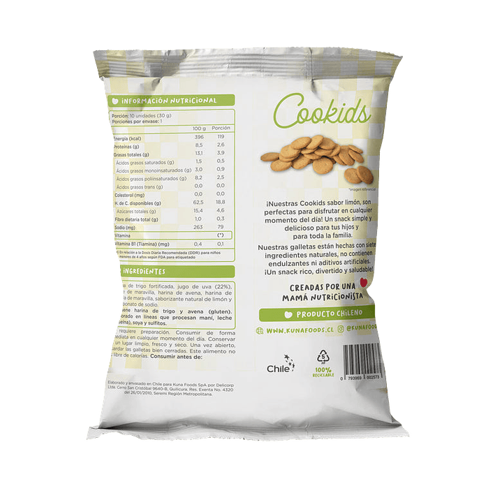 Kuna Foods - Galleta Cookids sabor Limón 30 g 2