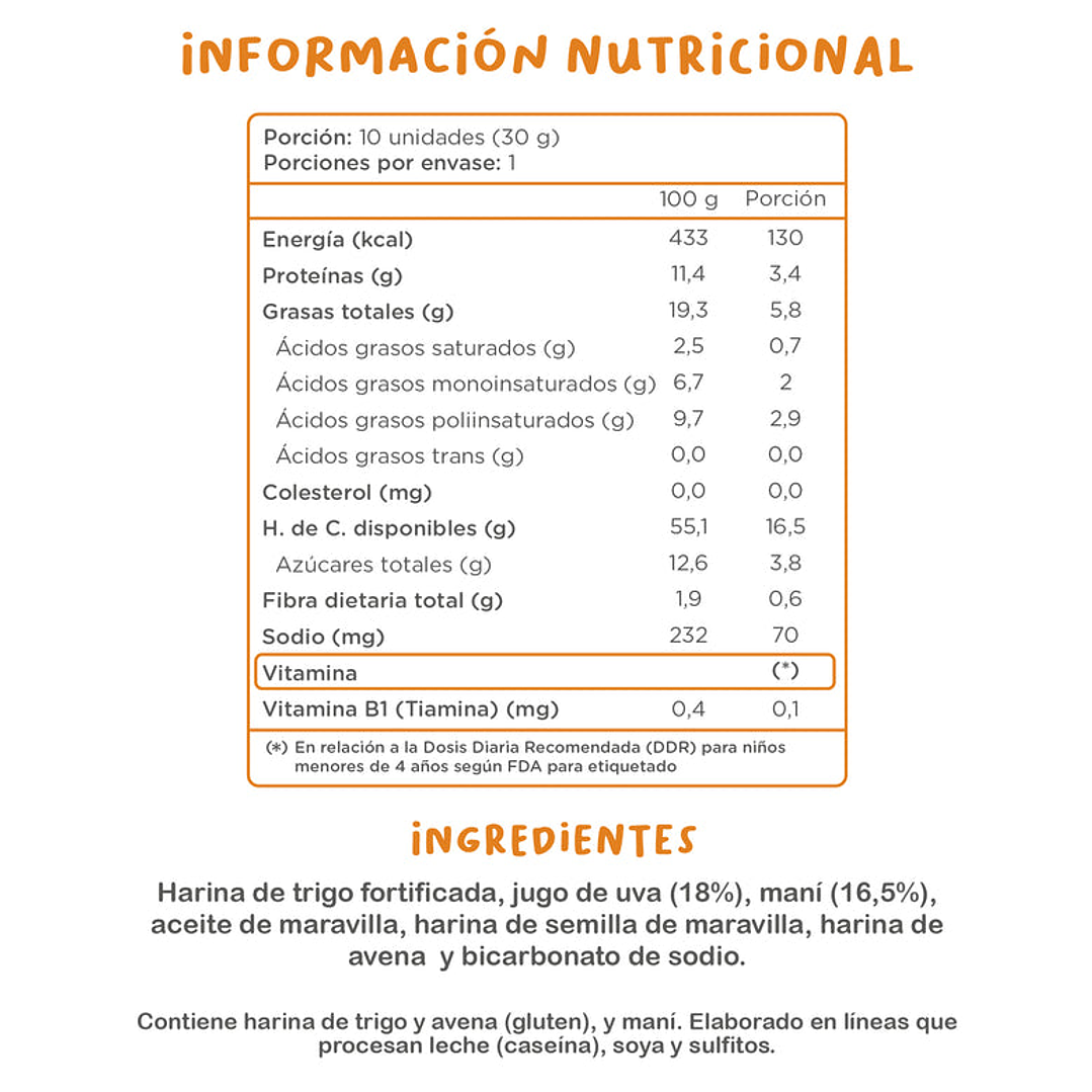 Kuna Foods - Galleta Cookids sabor Maní 30 g 3