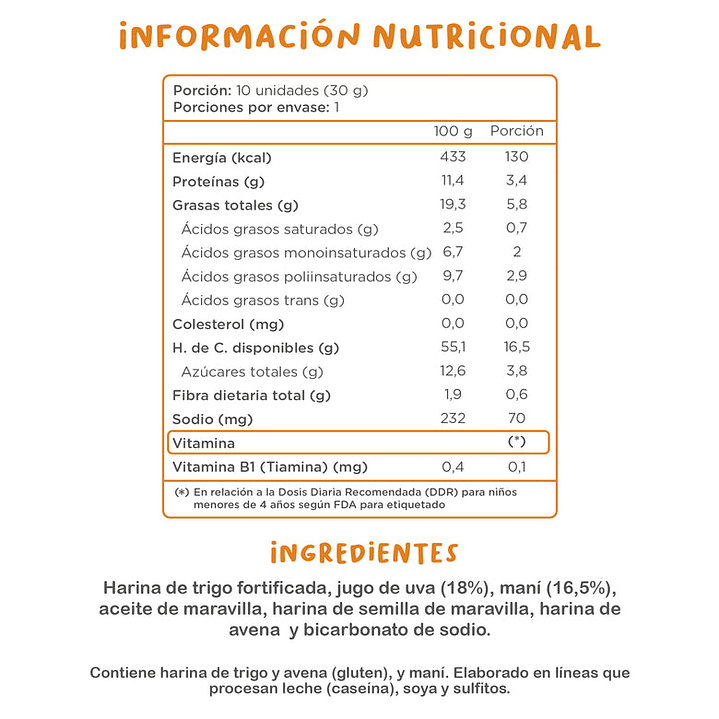 Kuna Foods - Galleta Cookids sabor Maní 30 g 3