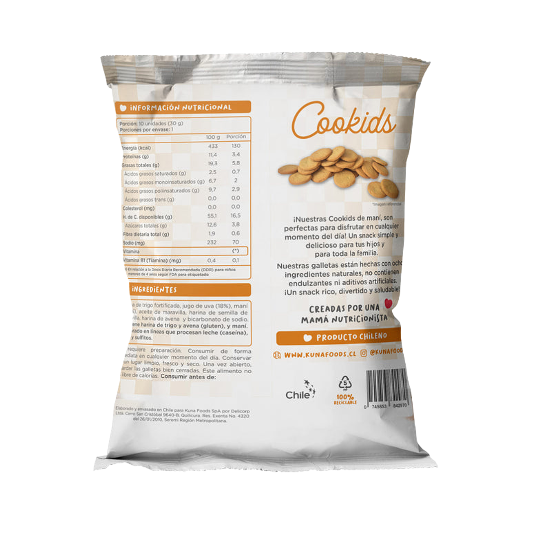 Kuna Foods - Galleta Cookids sabor Maní 30 g 2