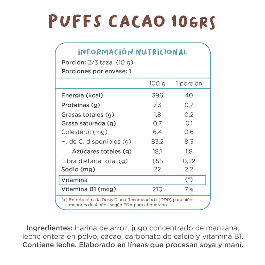 Kuna Foods - Puffs Individual sabor Cacao 10 g 3