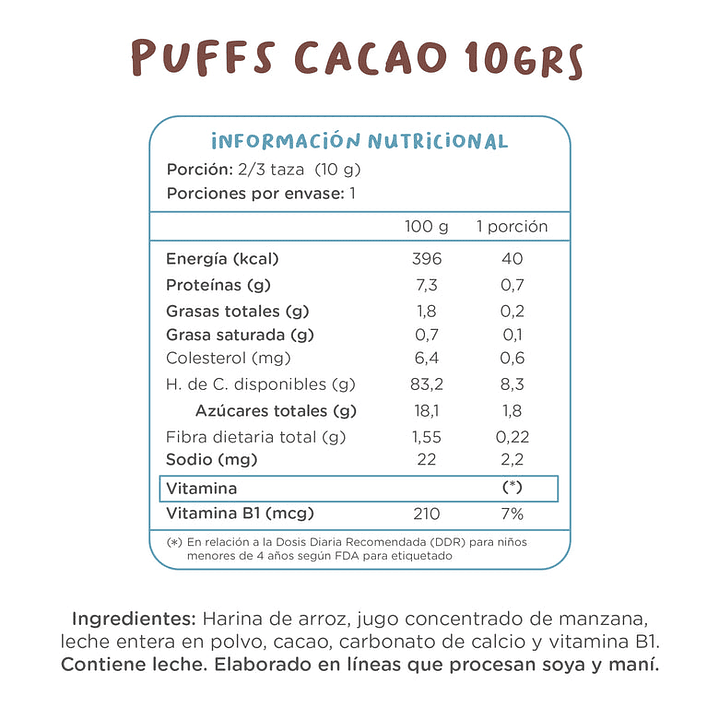 Kuna Foods - Puffs Individual sabor Cacao 10 g 3