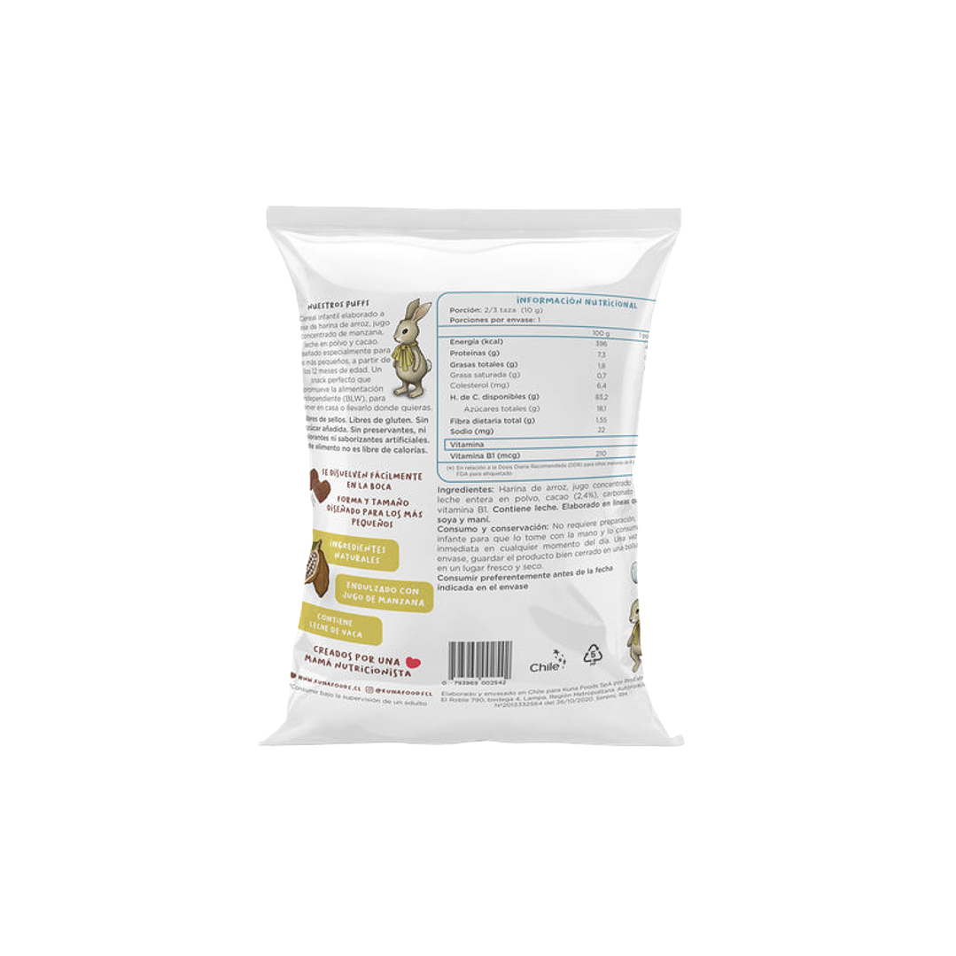 Kuna Foods - Puffs Individual sabor Cacao 10 g 2