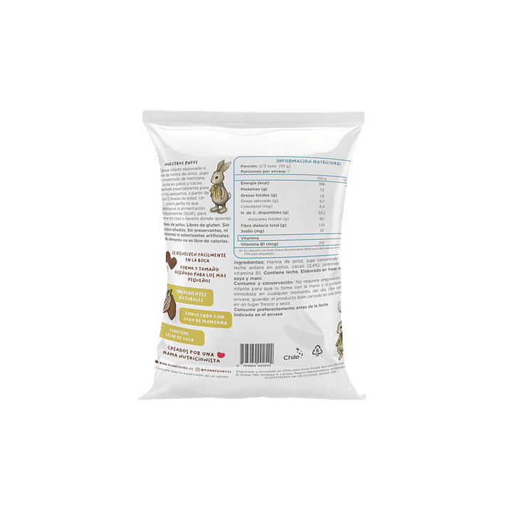 Kuna Foods - Puffs Individual sabor Cacao 10 g 2
