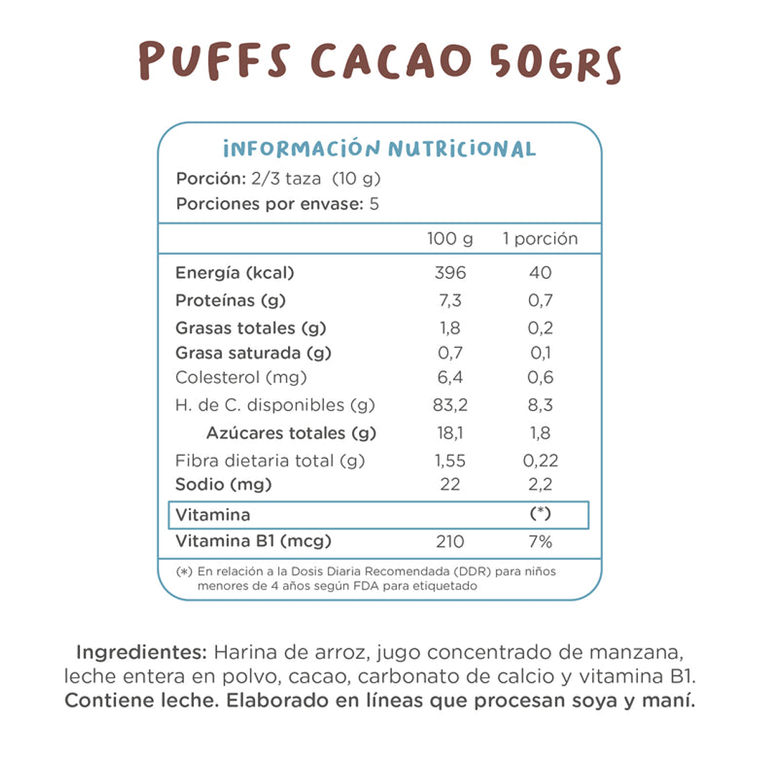 Kuna Foods - Puffs Familiar sabor Cacao 50 g 3