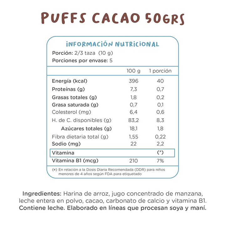 Kuna Foods - Puffs Familiar sabor Cacao 50 g 3