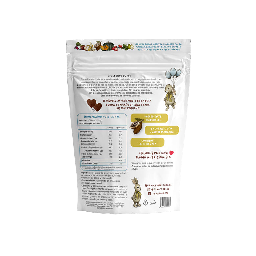Kuna Foods - Puffs Familiar sabor Cacao 50 g 2