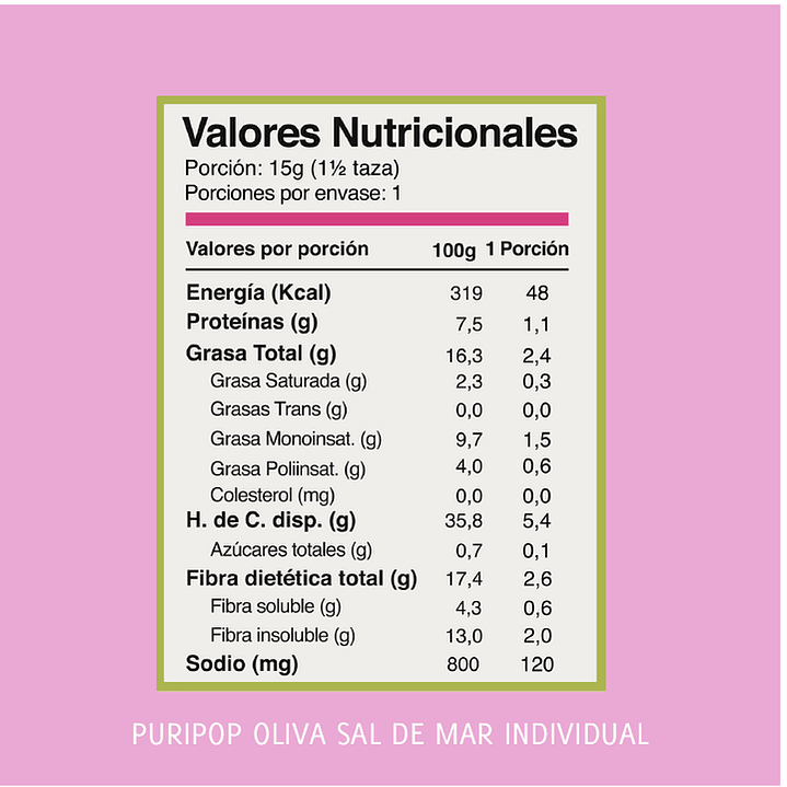 Puri - PuriPop Oliva Sal de Mar Individual 25 g 2