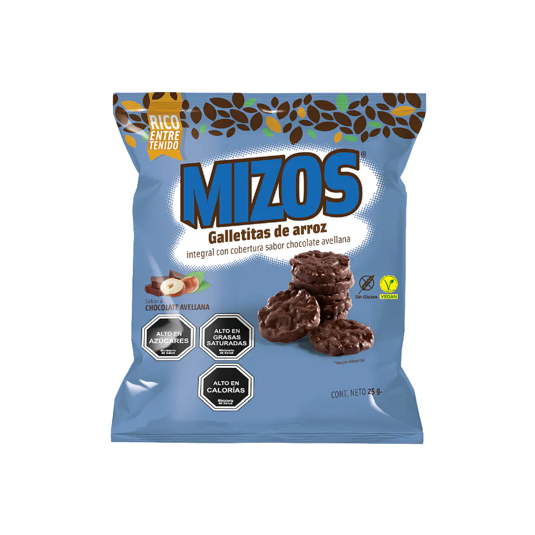 Mizos - Galleta de Arroz - Sabor Chocolate Avellana Individual 25 g 1