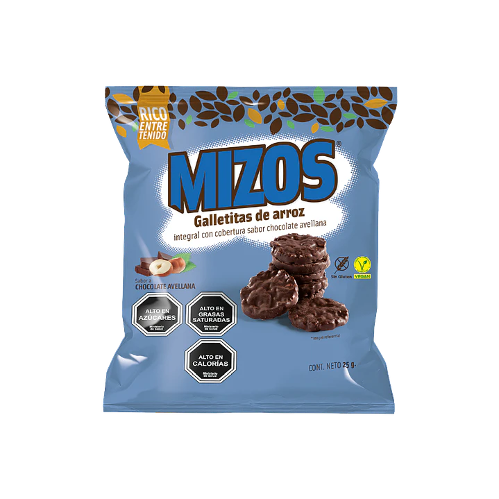 Mizos - Galleta de Arroz - Sabor Chocolate Avellana Individual 25 g 1