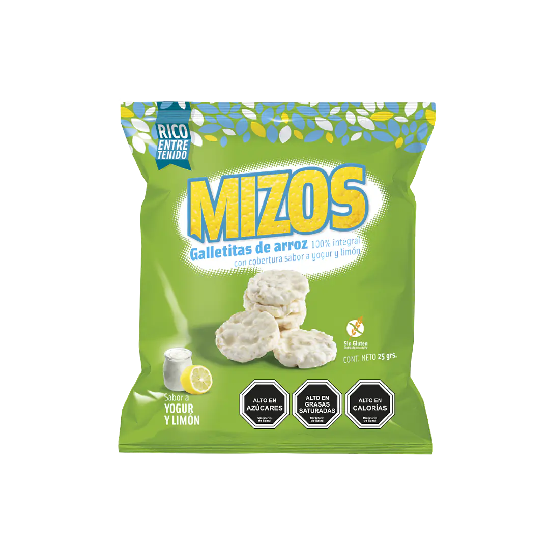 Mizos - Galleta de Arroz - Sabor Yogurt Limón Individual 25 g 1