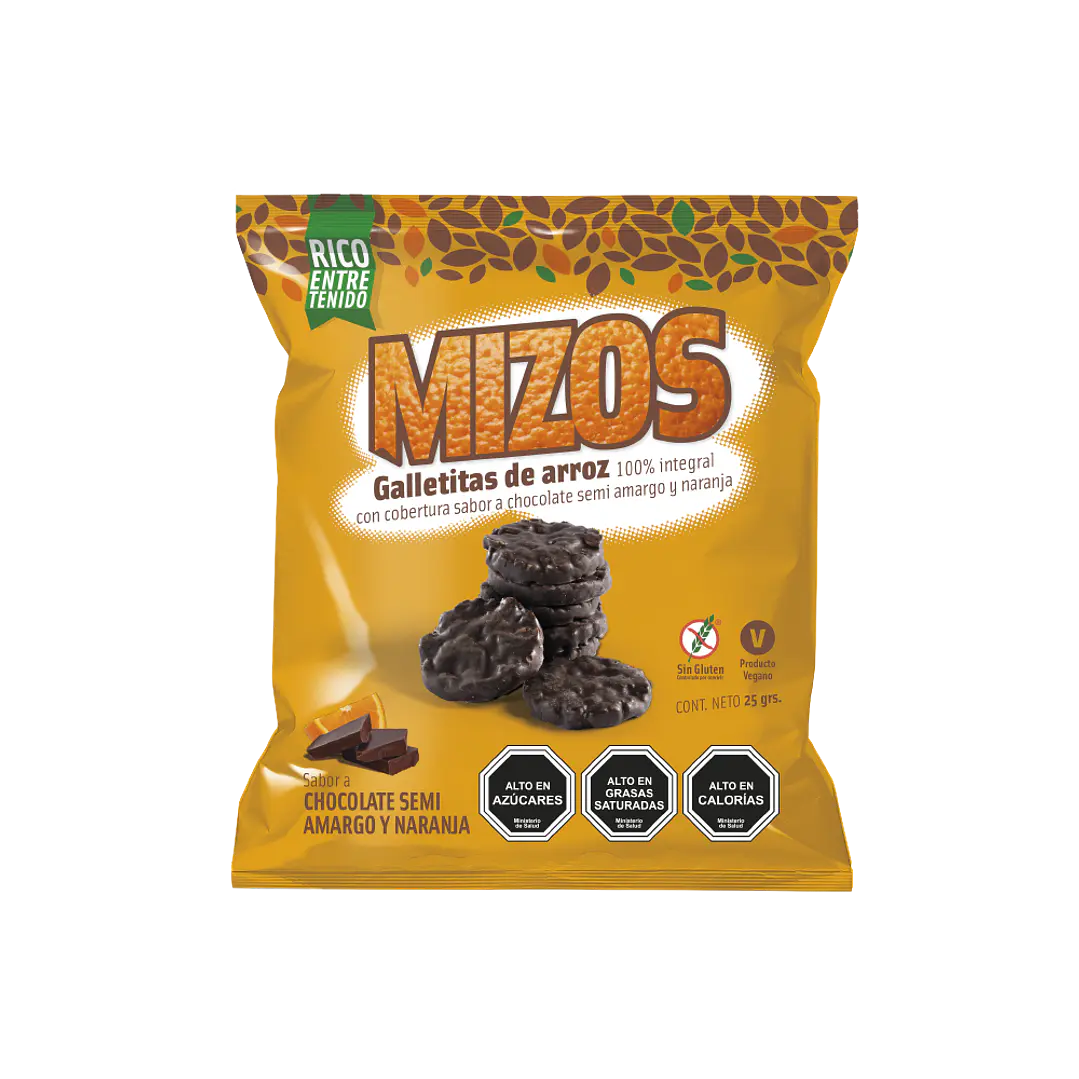 Mizos - Galleta de Arroz - Sabor Chocolate Naranja Individual 25 g 1