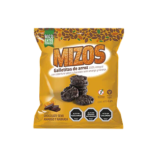 Mizos - Galleta de Arroz - Sabor Chocolate Naranja Individual 25 g