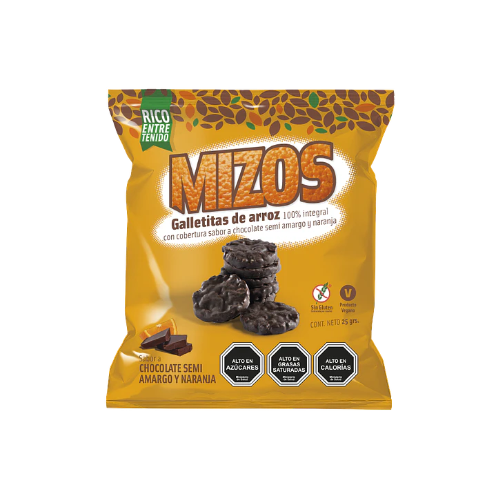 Mizos - Galleta de Arroz - Sabor Chocolate Naranja Individual 25 g 1