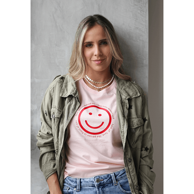 PINK HAPPY FACE TEE