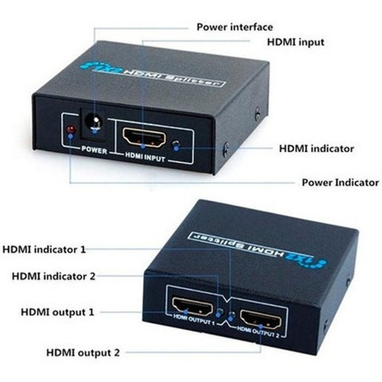 Splitter Hdmi 1x2 Full Hd Activo 2 Salidas 1080p Tv / Metal  6