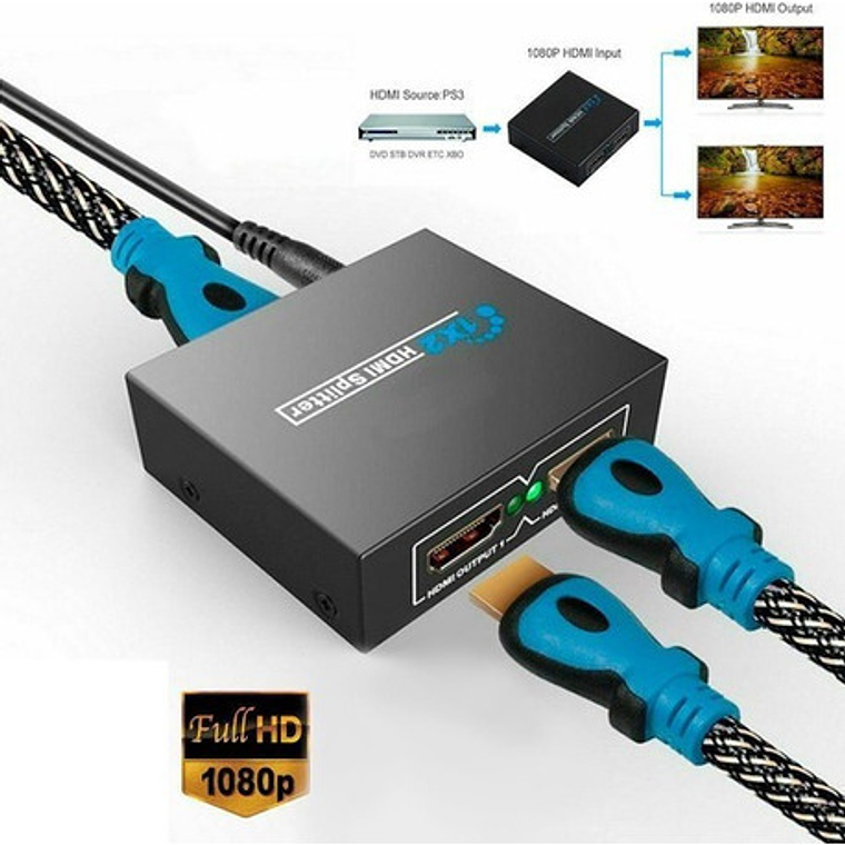 Splitter Hdmi 1x2 Full Hd Activo 2 Salidas 1080p Tv / Metal  7