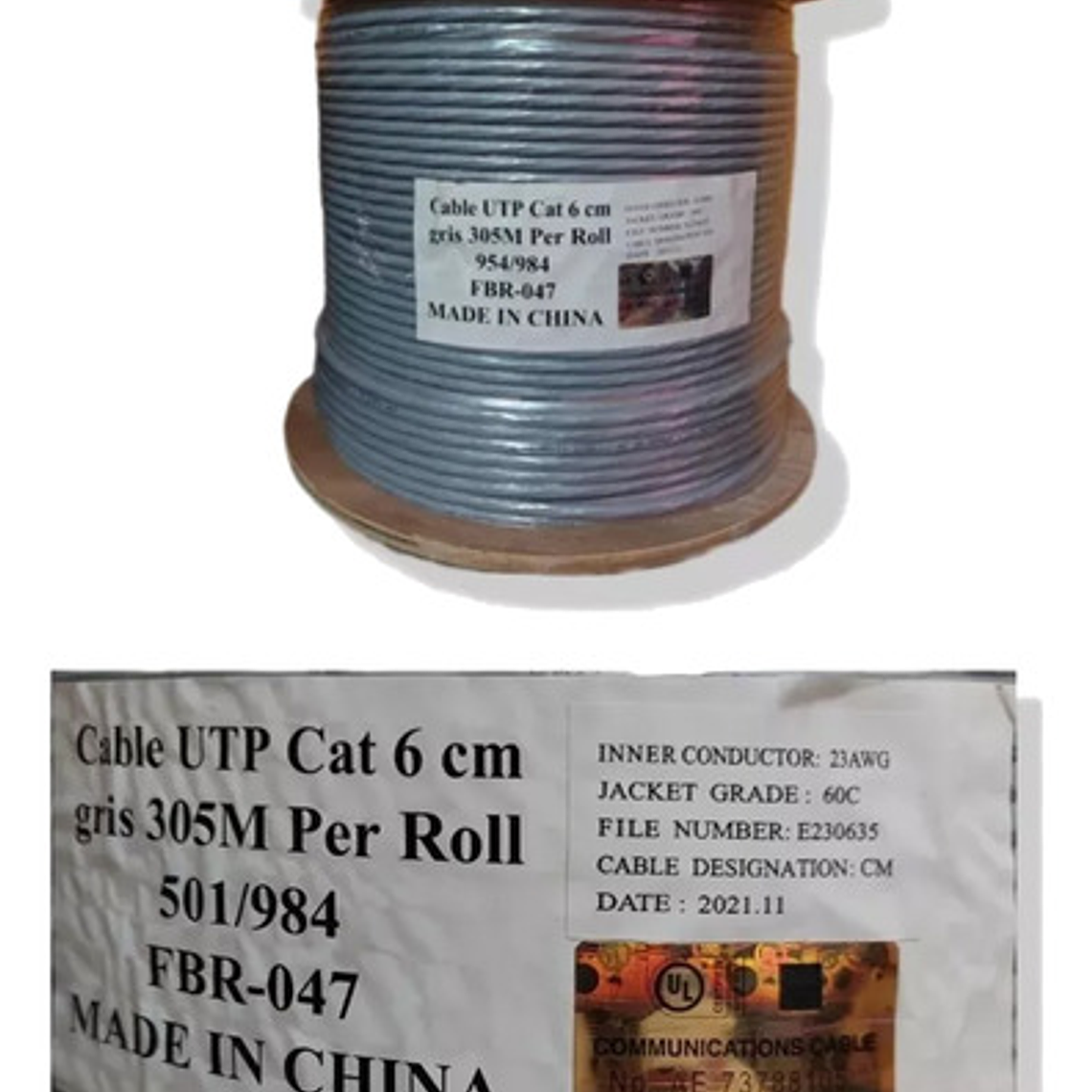 Cable Utp Cat 6 23awg Unifilar 100% Cobre Gris 305 Mts / Fac 2