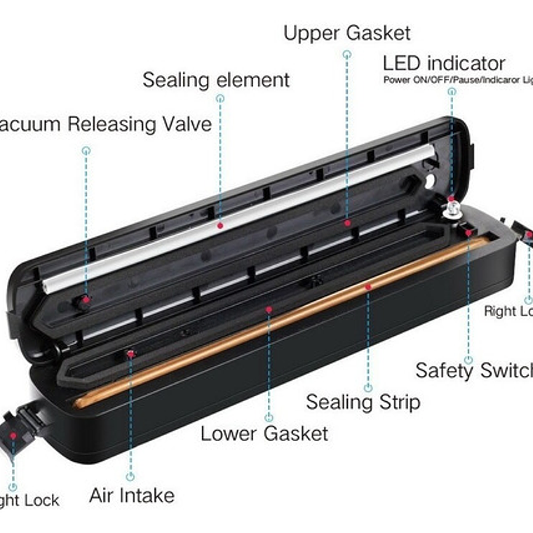 Maquina Selladora Al Vacío Con Bolsas Para Alimentos Color Transparente 6