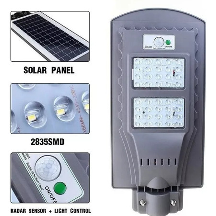Foco Led Solar Exterior Jardin Calle Plazas 40w + Soporte  4