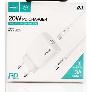 Cargador Pd20w + Usb Tipo C Lightning Para iPhone iPad Rapid