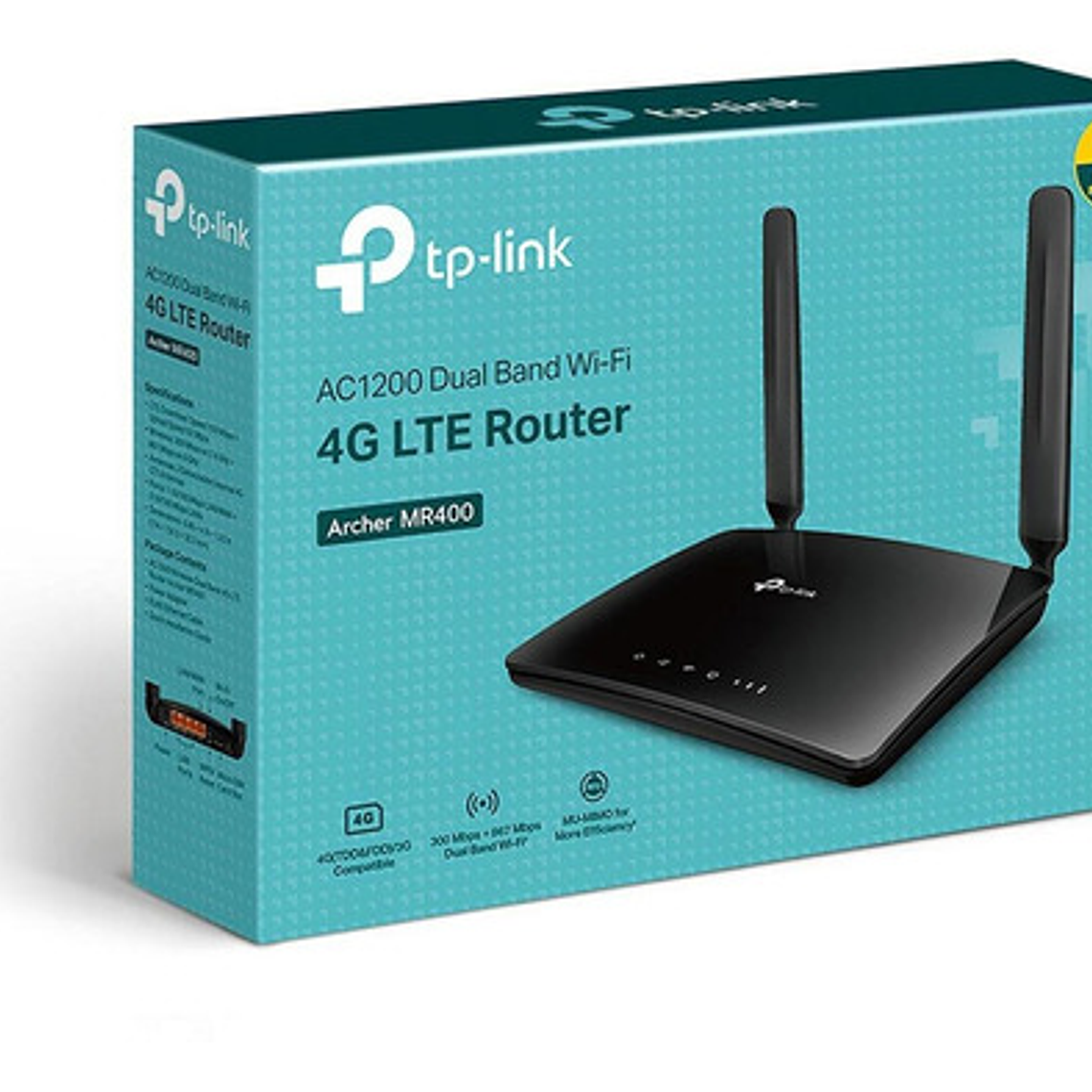 Router Inalámbrico 4g Lte Tp-link Archer Mr400, Doble Banda Ac1200, 4 Puertos 3