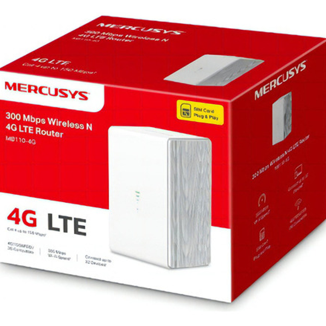 Router Inalámbrico Mercusys  Mb110-4g Sim 4g Lte De 300mbps Wi-fi Wan/lan Color Blanco 1