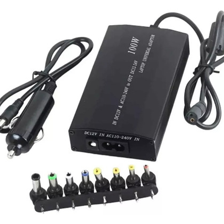Cargador Universal Notebook 100w Con Adaptador Para Auto 1